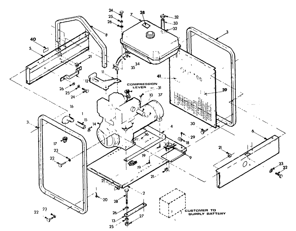 Replacement Parts - Cradle Assembly Diagram and Parts List for 8928-1-4W115A  Briggs and Stratton Generator